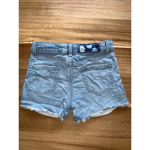 Cat & Jack Girls Distressed Denim Blue Shorts w/ Embroidered Flowers Medium - Picture 4 of 12